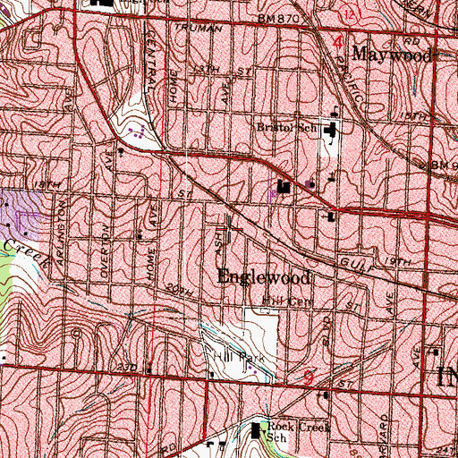 Topographic Map of Englewood, MO