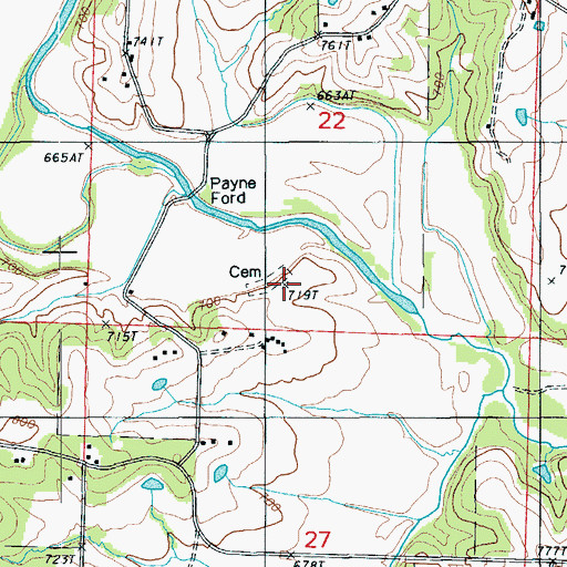 Topographic Map of Enloe Cemetery, MO