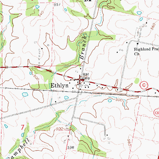 Topographic Map of Ethlyn, MO