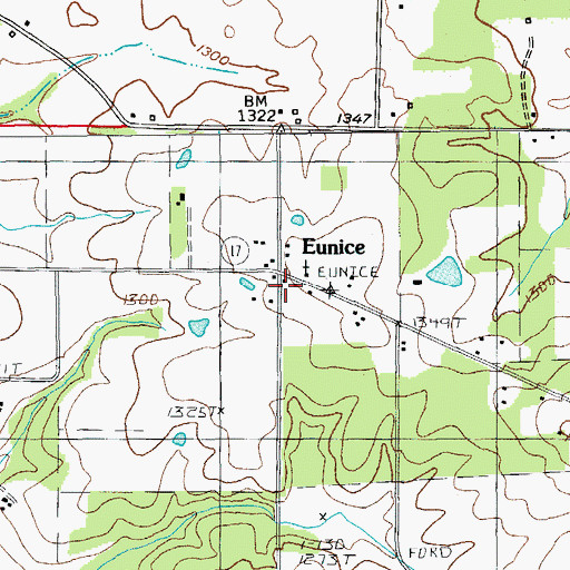 Topographic Map of Eunice, MO