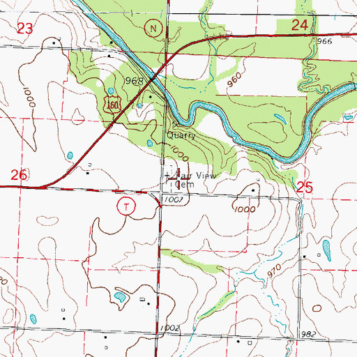 Topographic Map of Fair View Cemetery, MO