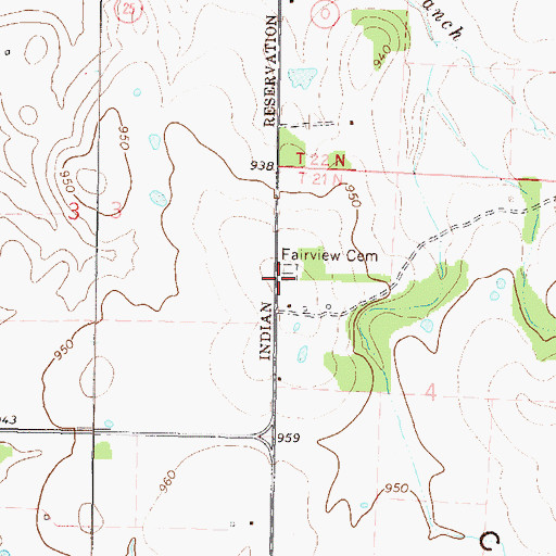 Topographic Map of Fairview Cemetery, MO