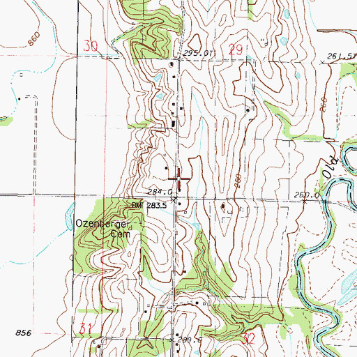 Topographic Map of Fankhauser School, MO