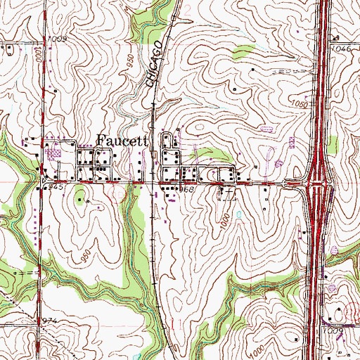 Topographic Map of Faucett, MO
