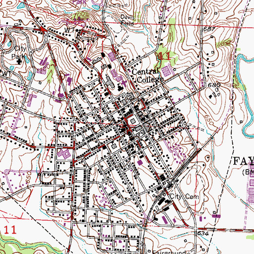 Topographic Map of Fayette, MO