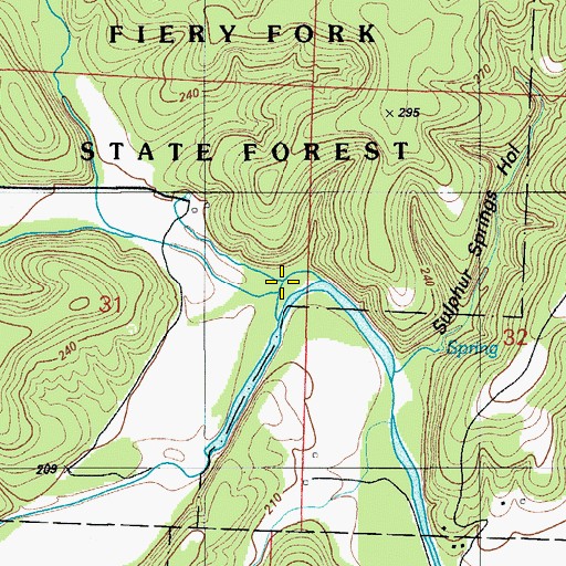 Topographic Map of Fiery Fork, MO