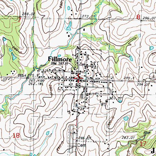 Topographic Map of Fillmore, MO