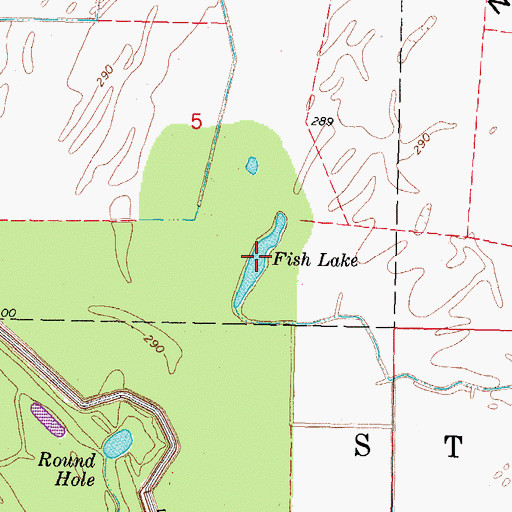 Topographic Map of Fish Lake, MO