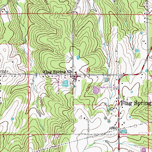 Topographic Map of Flag Spring Church, MO
