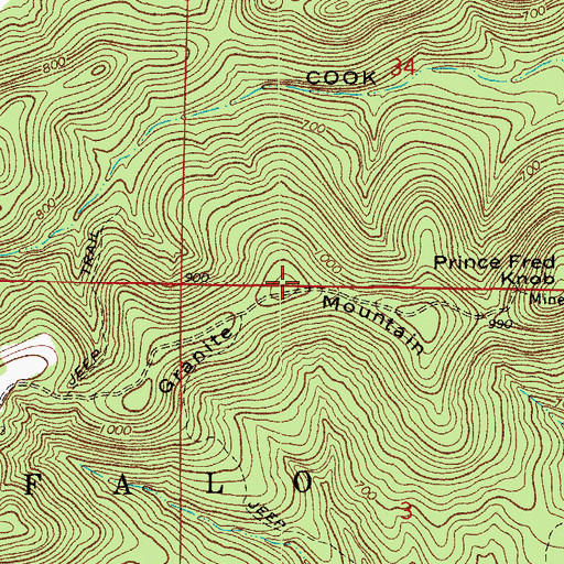 Topographic Map of Granite Mountain, AR