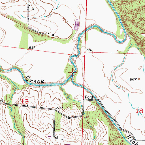Topographic Map of Flat Creek, MO