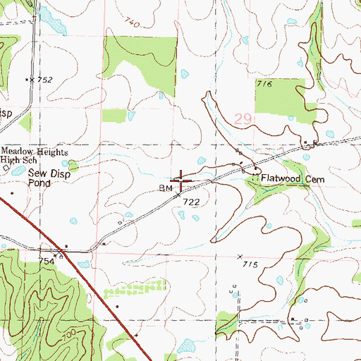 Topographic Map of Flatwood School (historical), MO