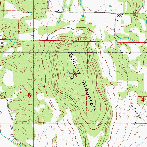 Topographic Map of Granny Mountain, AR