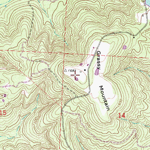 Topographic Map of Grassy Mountain, AR