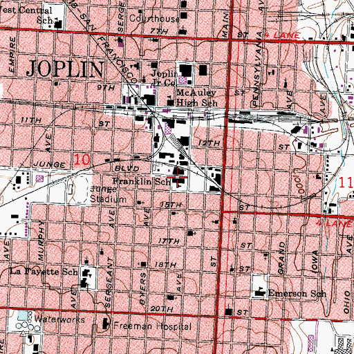 Topographic Map of Franklin School (historical), MO