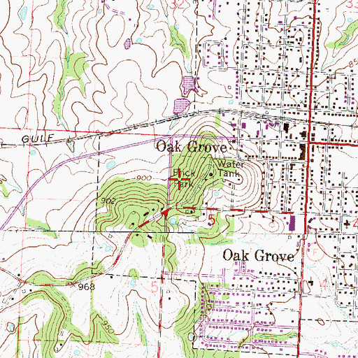 Topographic Map of Frick Park, MO