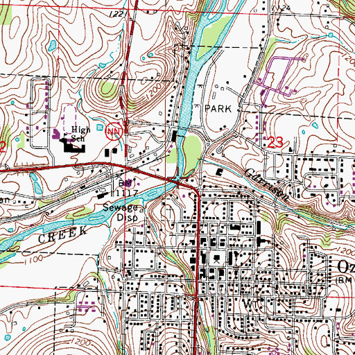 Topographic Map of Garrison Branch, MO