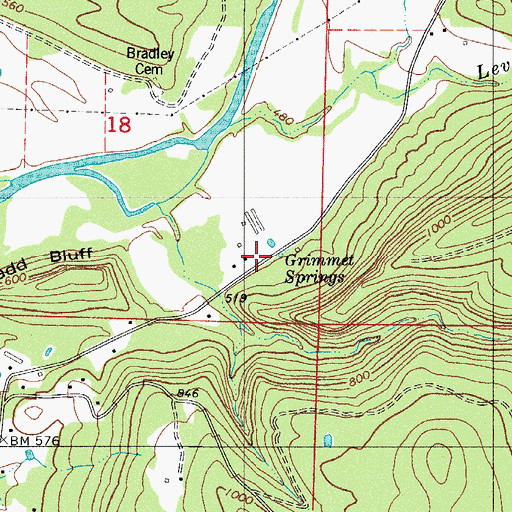 Topographic Map of Grimmet Springs, AR