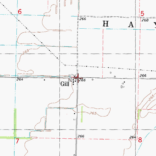 Topographic Map of Gill, MO