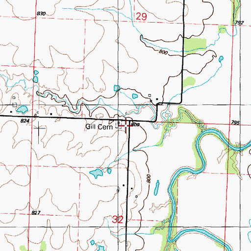 Topographic Map of Gill School (historical), MO
