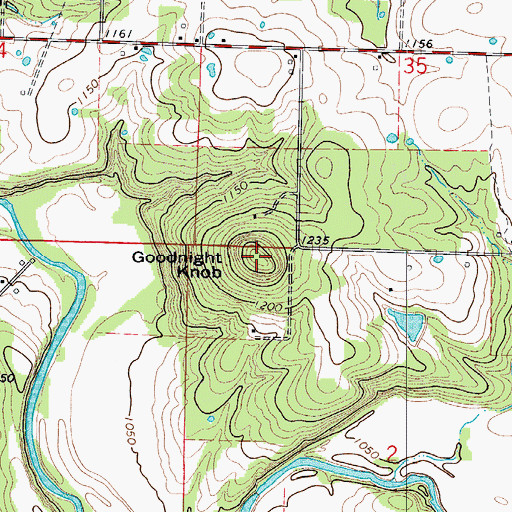 Topographic Map of Goodnight Knob, MO