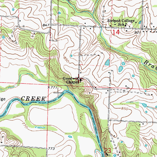 Topographic Map of Goodwill Chapel, MO
