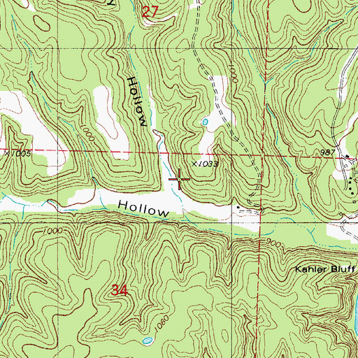Topographic Map of Granny Hollow, MO