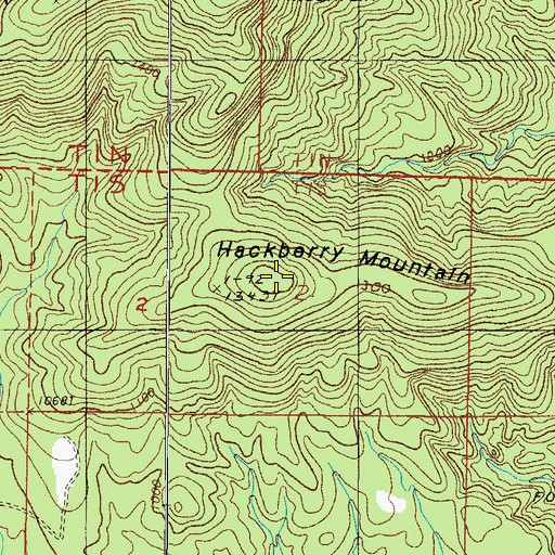 Topographic Map of Hackberry Mountain, AR