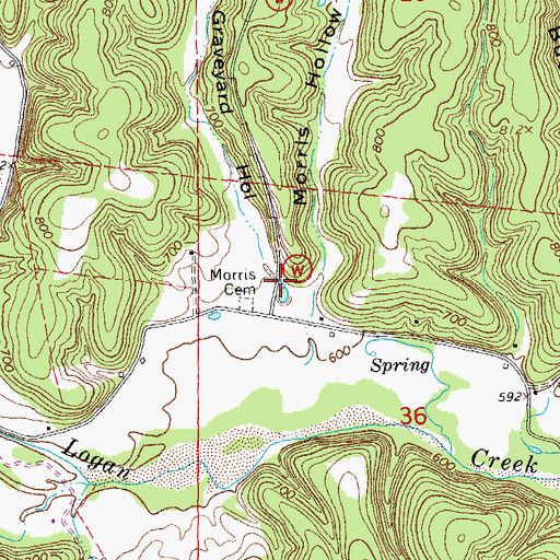 Topographic Map of Graveyard Hollow, MO