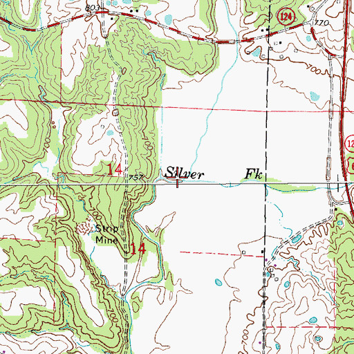 Topographic Map of Grindstone Branch, MO