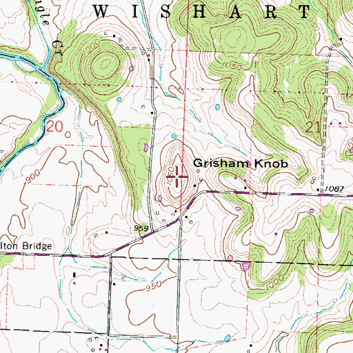 Topographic Map of Grisham Knob, MO