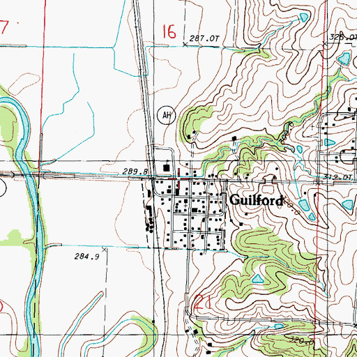 Topographic Map of Guilford, MO