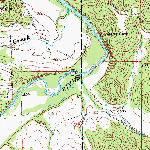 Topographic Map of Hamilton Creek, MO