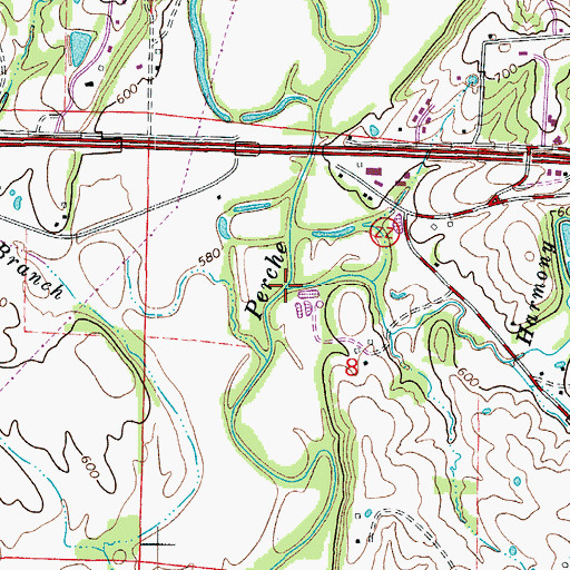 Topographic Map of Harmony Creek, MO