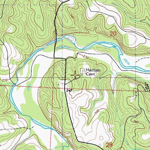 Topographic Map of Hastain Cemetery, MO