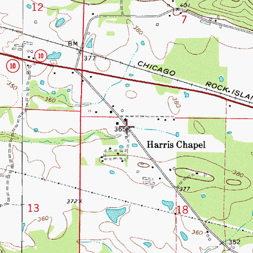 Topographic Map of Harris Chapel, AR