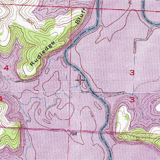 Topographic Map of Hawker Branch, MO