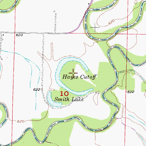 Topographic Map of Hayes Cutoff, MO