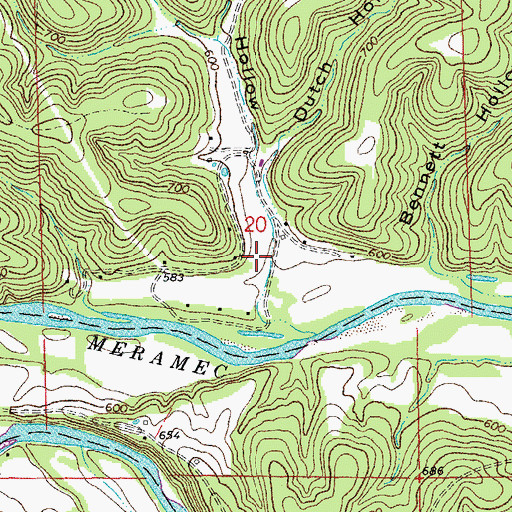 Topographic Map of Hazel Hollow, MO