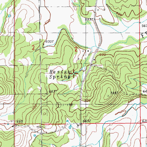 Topographic Map of Hesley Spring, MO