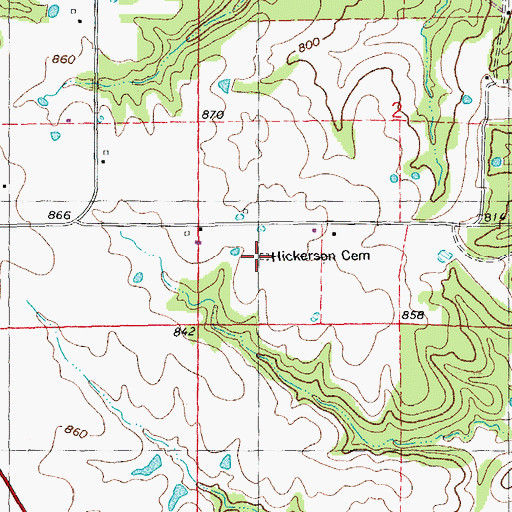 Topographic Map of Hickerson Cemetery, MO