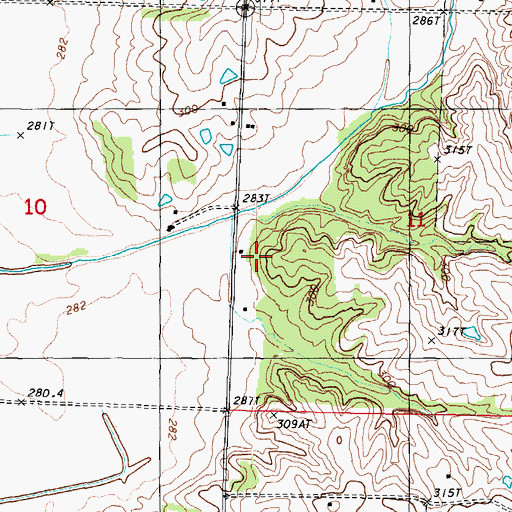 Topographic Map of Hickory Creek School, MO