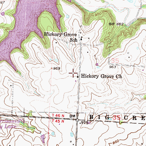 Topographic Map of Hickory Grove Church, MO