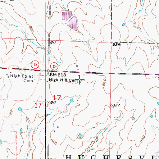 Topographic Map of High Hill Cemetery, MO