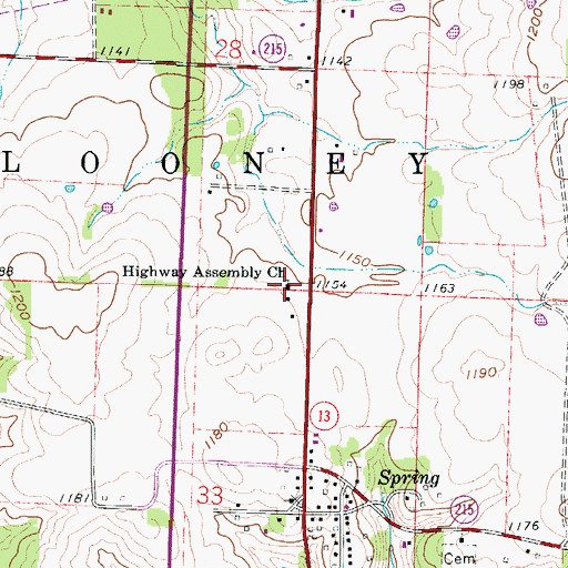 Topographic Map of Highway Assembly Church, MO