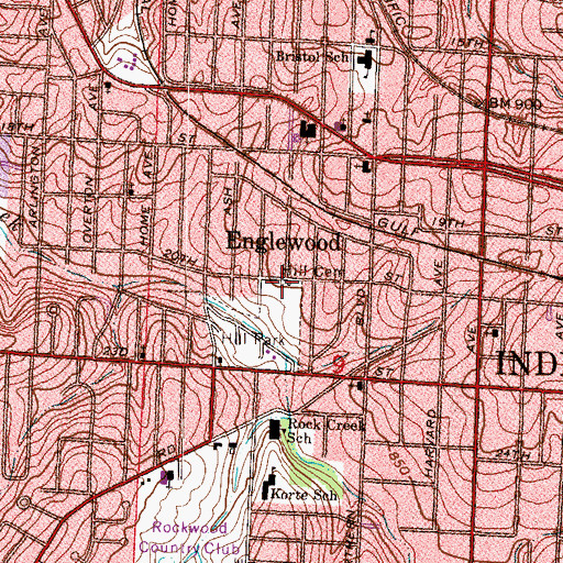 Topographic Map of Hill Cemetery, MO