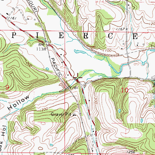 Topographic Map of Hilton Hollow, MO