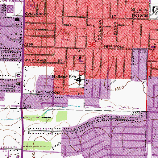 Topographic Map of Holland School, MO