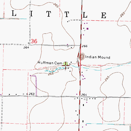 Topographic Map of Huffman Cemetery, MO