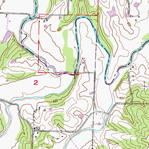 Topographic Map of Hughes Creek, MO